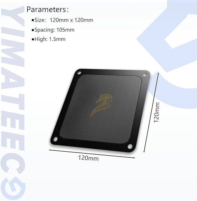 120mm Fan Filter PC Dust Filter Computer Fan Grills Dust Mesh Magnetic Frame PC Case Cover Dustproof PVC 50 Mesh(PVC, Gentleman Aesthetic, 120 * 120mm, 5pcs, Black)