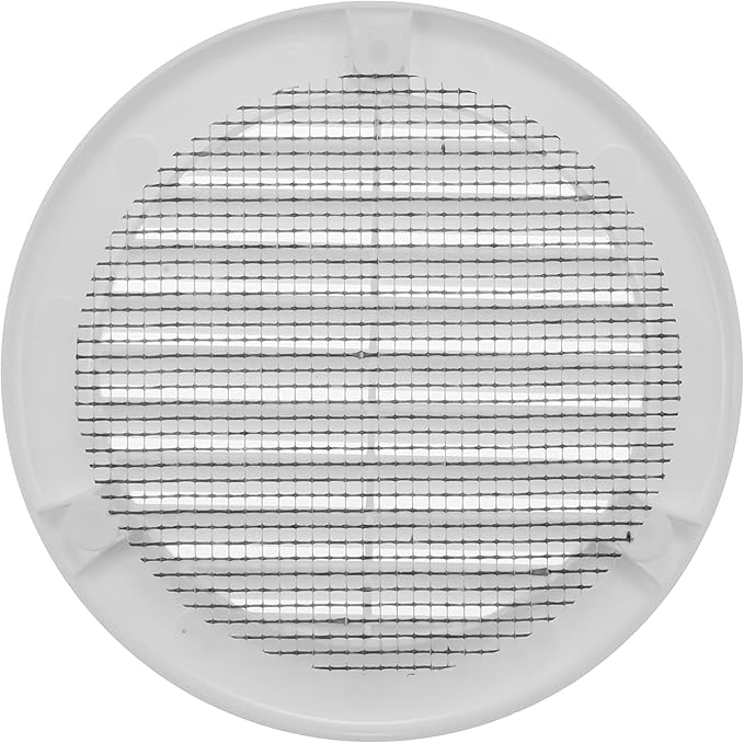Vent Systems 4" Inch (Opening Dimensions) - Pack of 2 - White Soffit Vent Cover - Plastic Round Air Vent Grille - Built-in Mesh Screen - HVAC Register Louver for Bathroom, Home, Kitchen