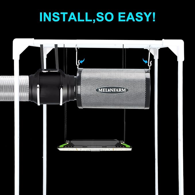MELONFARM Air Filtration Kit 4", Built-in 14cm Fan Low Nois Carbon Filter with 12-Speed Controller, 8' Ducting & 6" Vent Cover, Cooling & Ventilation System for Grow Tents, Indoor Gardening 4" x 11"