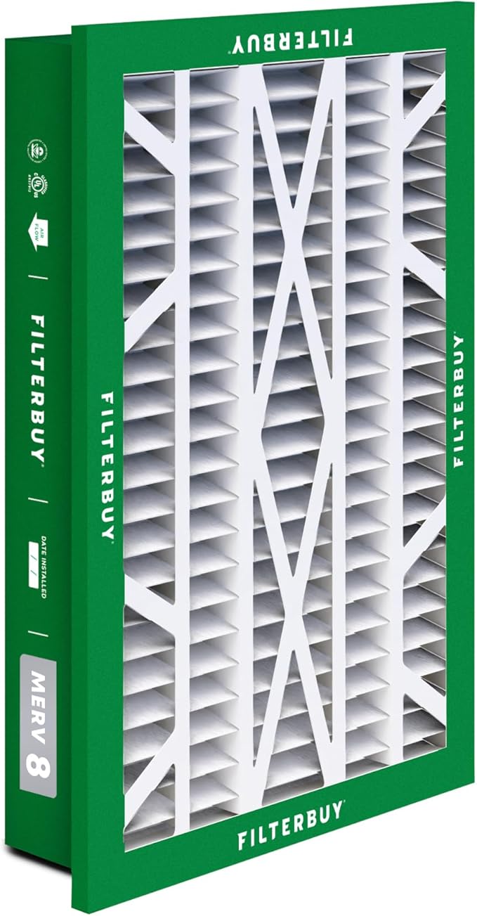 Filterbuy 20x30x5 Air Filter MERV 8 Essential Dust & Allergy Defense (2-Pack), Electrostatic Pleated HVAC AC Furnace Filters Replacement for Honeywell Return Grille (Actual Size: 18.38 x 28.63 x 3.69)