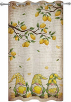Summer Gnome Outdoor Curtains for Patio Gnome Lemon Leaf Vintage Waterproof Outside Curtains with Grommet Top Weatherproof Curtain for Cabana Pergola Gazebo, 1 Panel, 54" W x 108" L