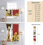 Sheep Flowers Bedroom Curtains 63 Inch Length, Window Curtains Tab Top, Country Red Barn Botanical Sunflowers Light Filtering Window Treatments Drapes 42"x63" 2 Panel