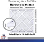 Filter King 24x25x1 Air Filter | 4-PACK | Carbon MERV 8 HVAC Pleated A/C Furnace Filters | MADE IN USA | Actual Size: 23.5 x 24.5 x .75"