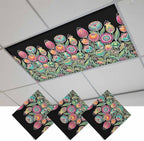 Fluorescent Light Covers for Ceiling Lights Colorful Flowers Magnetic Light Filters 3 Pack 4x2 ft Abstract Lines Floral Ceiling Lights Cover for Classroom Office School Home Drop Lamp Decor
