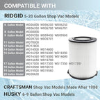 2 Pack Replacement VF4000 Filter for Ridgid Shop Vac Filter 5-20 Gallon, Standard H13 HEAP Wet/Dry Rigid Shop Vac Filters Compatible with Husky 6-9 Gallon Vacs, With 4 Pack VF3502 Bags