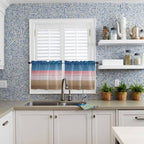 Blue Pink Brown Gradient Wood Grain Window Valance Curtains, Vintage Wood Board Light Filtering Kitchen Valance with 3-inch Rod Pocket for Living Room Bathroom Bedroom,2 Panel,27.5x24In