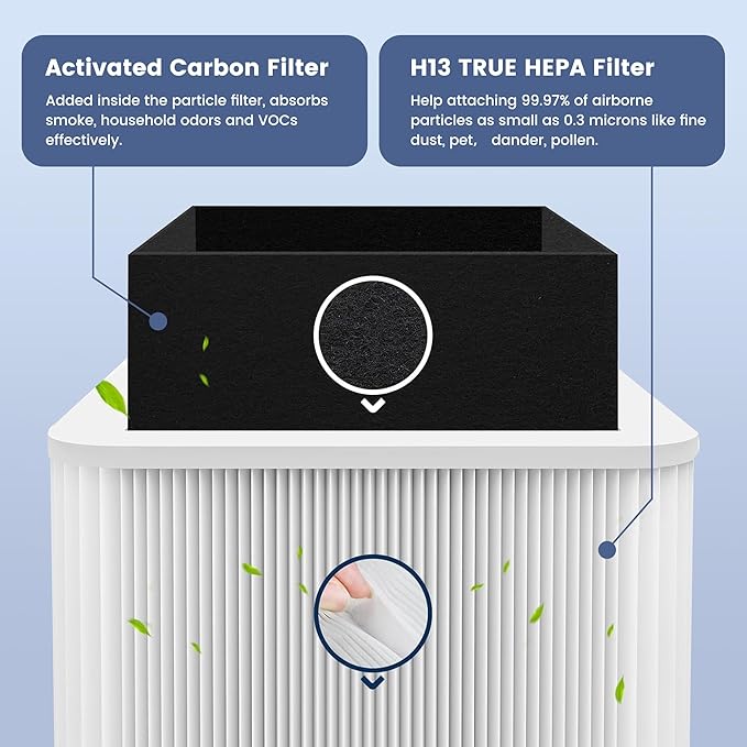 211+ Filter Replacement Compatible with Blue Pure 211+ and 211+ Auto Air Purifier, 2-Stage Filtration System of H13 True Filter & Activated Carbon Filter, 1 Pack