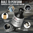 LE LEMATEC Air Compressor Water Separator - 1/4" NPT Inline Filter & Air Line Water Separator for Air Compressor, Moisture Trap Paint Gun Filter for Pneumatic Tools & Plasma Cutters, AI303