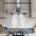 Wall Mount 30 Inch Range Hood 900 CFM, Ductless/Ducted Convertible Kitchen Hood, 3-speed Gesture Sensing & Touch Control, Stainless Steel Kitchen Vent Hood with Permanent Baffle Filters