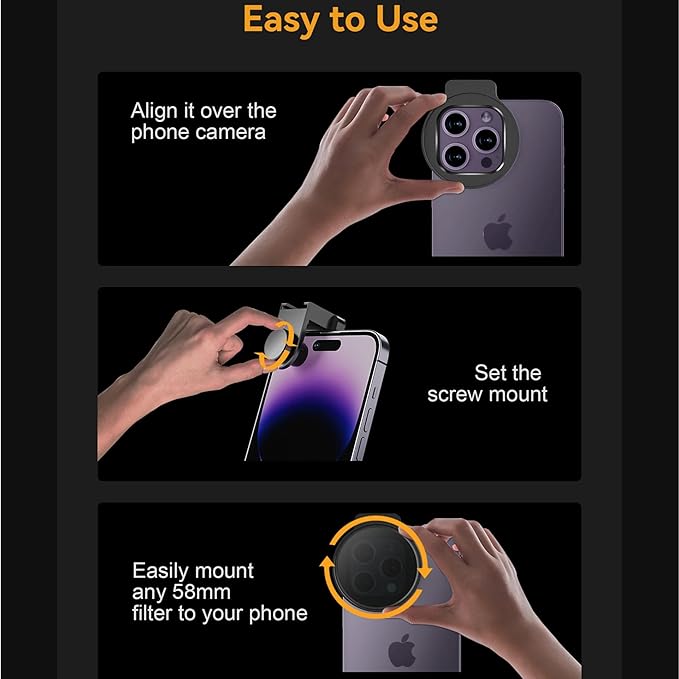 Fotorgear Camera Lens Filter,67mm Clip On Filters Professional Photography for Phone/Camera Lens, 67mm Universal Phone Polarizer Filter CPL ND Compatible with iPhone Samsung Xiaomi Huawei(VND 2-6)