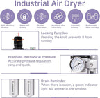 3/4" NPT Industrial Grade Auto Drain Air Dryer for Compressor, 3 Stage Compressor Air Drying System with Water Separator, 5-Micron& 0.01 Micron Filters, for Plasma Cutter and Paint Spray