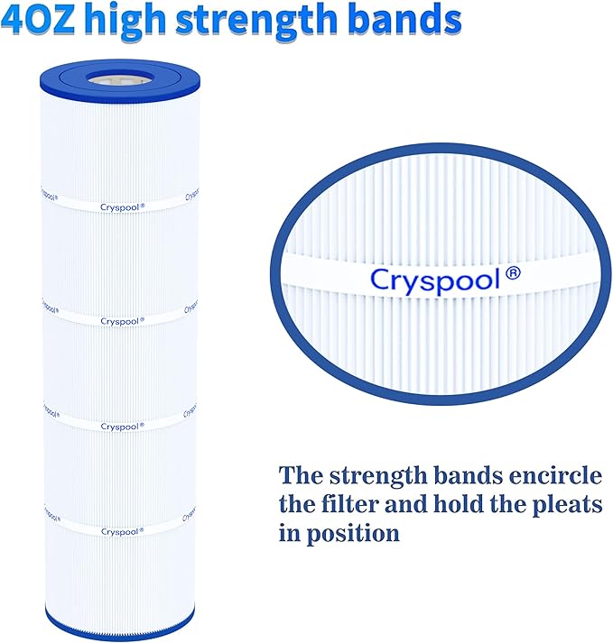 Cryspool® 07077 Filter Compatible with CCP420, Clean and Clear Plus 420, PCC105-PAK4, R173576, C-7471, 178584, 817-0106, FC-6470, 4×105 Sq. Ft Pool Filter Cartridges, L×OD: 26-1/16"×7”, 4 Pack