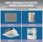 20" x 100" Air Vent Filters, with 48Pcs Adhesive Hook Tape, Cut to Size Air Filter Material HVAC Furnace Filters Kit MERV 8 Triple Vent Filter for Home Floor Register, Ceiling, Grilles