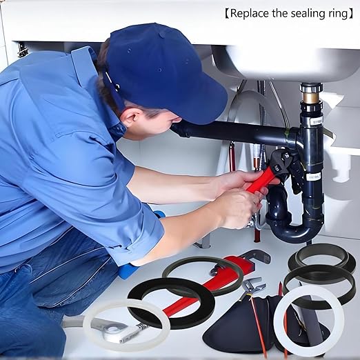 4PCS 45mm (1.77") Multi-Shape Silicone Sealing Gaskets - Convex/L/O-Shaped Washers for Kitchen Sink Drain & Inclined Sliding Joints