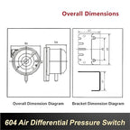 1pcs 604 Micro Differential Pressure Switch - 20-1000Pa Adjustable Air & Gas Sensor for HVAC Systems, Ventilation, Filter, Duct Alarm Use(20-300pa)