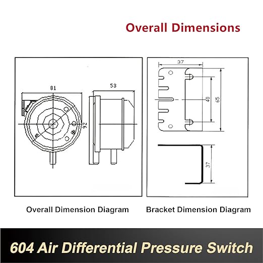 1pcs 604 Micro Differential Pressure Switch - 20-1000Pa Adjustable Air & Gas Sensor for HVAC Systems, Ventilation, Filter, Duct Alarm Use(100-1000pa)
