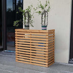 Wood Air Conditioner Fence Screen - Hide Outdoor Unit Stylishly with Tall Weatherproof Shutters Central Air Conditioner Covers (Pear Color L85Xw35Xh80Cm)