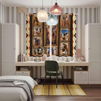 2 Panel Kitchen Cafe Curtains, Wildlife Camels Sunlight Filtering Nature Air Through, Home Decor Window Covering Tier Curtains for Living Room 80W x 63L inch Deserts Animals Brown Geometric Rustic
