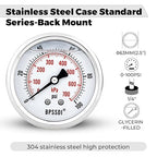 0-100Psi Glycerin Liquid Filled Low Pressure Gauge, 2.5" Dial Size, 1/4" G Back Mount, 304 Stainless Steel Case, for Water Pipe, HVAC, Water Oil Air Pressure Test