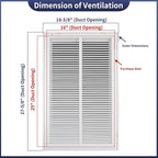 16"W x 25"H [Duct Opening Size] Steel Return Air Filter Grille - Removable Face/Door for 1 inch Filters -HVAC Vent Cover Grill - White [Outer Dimensions: 18 5/8"W X 27 5/8"H]