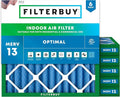 Filterbuy 25x25x2 Air Filter MERV 13 Optimal Smoke & Allergy Defense (6-Pack), Electrostatic Pleated HVAC AC Furnace Filters Replacement, Made in USA (Actual Size: 24.50 x 24.50 x 1.75)