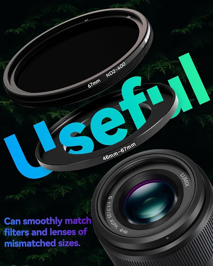 67-52mm Metal Step-Up/Down Ring Adapter Compatible with Mirrorless Cameras DSLR Lens, UV CPL ND Filter Thread Converter, Black