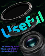 67-58mm Metal Step-Up/Down Ring Adapter Compatible with Mirrorless Cameras DSLR Lens, UV CPL ND Filter Thread Converter, Black
