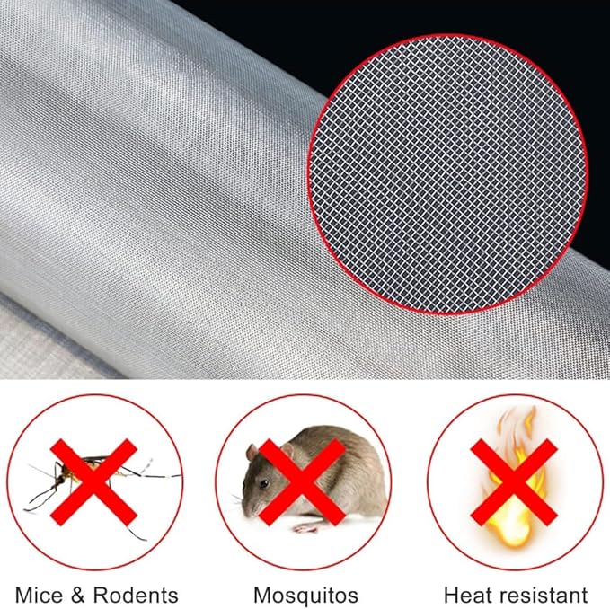 MRYBD 304 Stainless Steel Woven Wire Mesh Small 1mm Hole Fine Wire Mesh, 30 Mesh Drain Cover Mesh, Garden Insect Screen, for Air Bricks, Window, Vents, Filter 1x20m