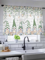 Sheer Curtains 54 Inch Length, Coastal Eucalyptus Leaf Semi Sheer Curtains Light Filtering Window Treatment, Sage Green Gnomes Starfish Privacy Voile Drapes for Living Room Bedroom 52x54 Inch