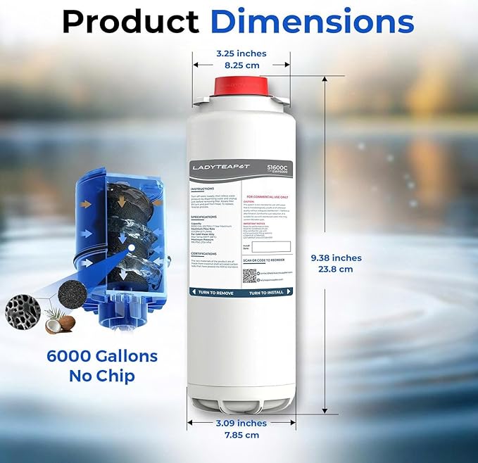 Water Filter Replacement Compatible With Elkay 51600C EWF6000 Bottle Filling Stations, 6000 Gallons/12 Months (No Chip - 3 Pack)