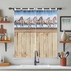 Western Horse Living Room Curtains 84 Inch Length, Window Curtains Tab Top, Farmhouse Wooden Grain Vintage Cowboy Barn Door Light Filtering Window Treatments Drapes 42"x84" 2 Panel