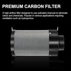 MELONFARM Air Filtration Kit 6", Built-in 14cm Fan Low Nois Carbon Filter with 12-Speed Controller, 8' Ducting, Cooling & Ventilation System for Grow Tents, Indoor Gardening, Hydroponics 6“x13.4"