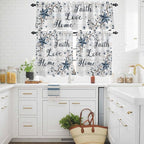Farmhouse Kitchen Curtains Set 3 Piece for Windows,Rod Pocket Valance and Tier Set 24 Inch Length,Blue Country Texas Star Vintage Berries Wooden Light Filtering Cafe Curtains for Living Room