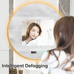Yu Ru Wall Mirror for Bathroom, Led Illuminated Bathroom Mirror, Dimmable Touch Switch Illuminated Mirror, Scene Lighting Simulations, Wall Mounted Makeup Mirror with Demister Pad