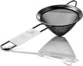 Homestia 304 Stainless Steel Fine Mesh Strainer for Kitchen, Cocktail Sieve Sifters for Food, Liquid Strainer Cup for Food, Drinks, Tea, Coffee, Juice, Noodles, Flour, Vegetable (Black)