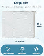 Pawfly 8 Pack Aquarium Filter Media Bags, Fish Tank Fine Mesh Bag with Plastic Zipper Aquarium Reusable Mesh Bag for Activated Carbon Bio Filter Balls Filter Stones Ceramic Rings, White, 7.9" x 5.9"