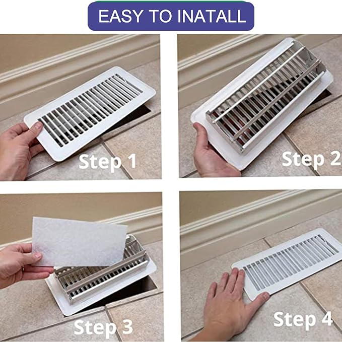 Air Vent Filter 4 x 10 Inch, Thin Air Vent Floor Heater Pre-Filter Sheet Work for Home Air Purifier, Floor Register, Ceiling 4" x 10" 14-Pack (White) Hoctsom