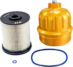 iFJF TP1015 Fuel Filter and 134001 Housing Cap Replacement for Duramax 6.6L 2017-2024 Chevy Silverado/GMC Sierra 2500HD 3500HD L5P Diesel Engine (Gold Cap)