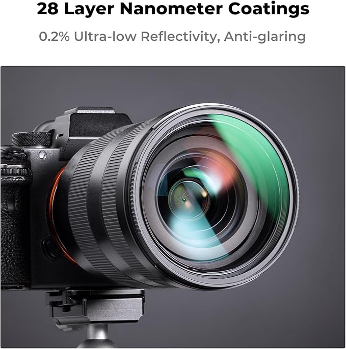 K&F CONCEPT 77mm MC UV Lens Protection Filter with Filter Cap Cleaning Cloth Optical Glass Ultra Slim 28 Multi-Layer Coatings Camera Lens UV Filter (Nano-X Series)