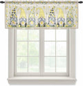 Rustic Lemon Gnomes Sheer Valance Curtains, Summer Fruit Leaves Retro Linen Texture Light Filtering Kitchen Valances Rod Pocket Voile Curtain Window Treatment for Bedroom/Living Room/Basement 42Wx12L