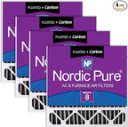 Nordic Pure 20x20x5 (Actual Size: 19 5/8 x 19 7/8 x 4 3/8) Honeywell Replacement Furnace Filters MERV 8 Plus Carbon 4 Pack