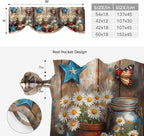 Country Flower Tie Up Valance for Window, Western Texas Star Butterfly Barn Door Adjustable Balloon Window Shade Valance Curtain for Kitchen Cafe Bathroom Window Treatment Panel 42''x12''