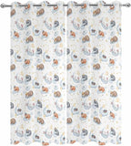 Cartoon Animals Outdoor Curtains for Patio Raccoons Rabbits Moon Waterproof Outside Curtains with Grommet Top Weatherproof Curtain for Cabana Pergola Gazebo, 2 Pack, 54" W x 84" L