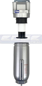 HEAVY DUTY INDUSTRIAL RATED HIGH FLOW PARTICULATE FILTER, IN-LINE WATER TRAP FOR COMPRESSED AIR LINE SYSTEMS, 5 MICRON WITH METAL BOWL (3/4" NPT, 11oz)