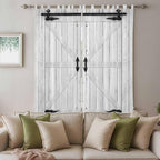 Farmhouse Wood Grain Living Room Curtains 84 Inch Length, Window Curtains Tab Top, Vintage Country Barn Gate Grey Light Filtering Window Treatments Drapes 52"x84" 2 Panel