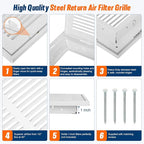 Fancat Return Air Filter Grille for 30x20 Ducts, Steel Air Vent Cover with Removable Door for 1" Filters | Fits Sidewall & Ceiling | Outer Size: 32 5/8" W x 22 5/8" H