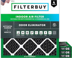 Filterbuy 25x25x1 Air Filter MERV 10 Odor & Allergy Defense with Activated Carbon (4-Pack), Electrostatic Pleated HVAC AC Furnace Filters Replacement, Made in USA (Actual Size: 24.50 x 24.50 x 0.75)