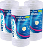 ICEPURE 5 Micron 10”*4.5'' Whole House Sediment String Wound Water Filter Replacement filter for 84637, WPX5BB97P, PC10, 355214-45, 355215-45, WP10BB97P, WP5BB97P, 3PACK