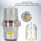 Universal Automatic Drain Valve Pneumatic Filter, 1/2in NPT Interface Drainage Valve for Compressed Air Systems, Aluminum Alloy Shell with Adjustable Brass Knob, 0-16Bar Working