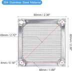 MECCANIXITY 60mm Computer Fan Filter Grills Stainless Steel Mesh Dustproof Case Cover for Computers, Pack of 2